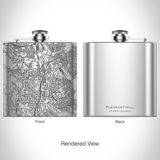 Rendered View of Pleasant Hill California Map on 6oz Stainless Steel Flask