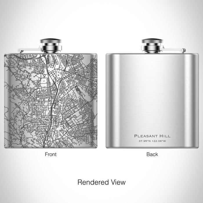 Rendered View of Pleasant Hill California Map on 6oz Stainless Steel Flask
