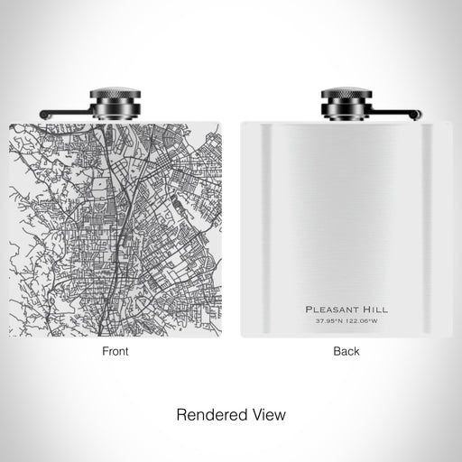 Rendered View of Pleasant Hill California Map on 6oz Stainless Steel Flask in White