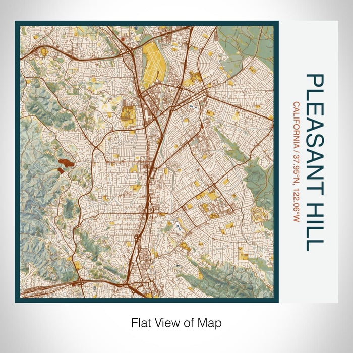 Rendered View of Pleasant Hill California Map on 17oz Stainless Steel Insulated Tumbler in Woodblock Map Style