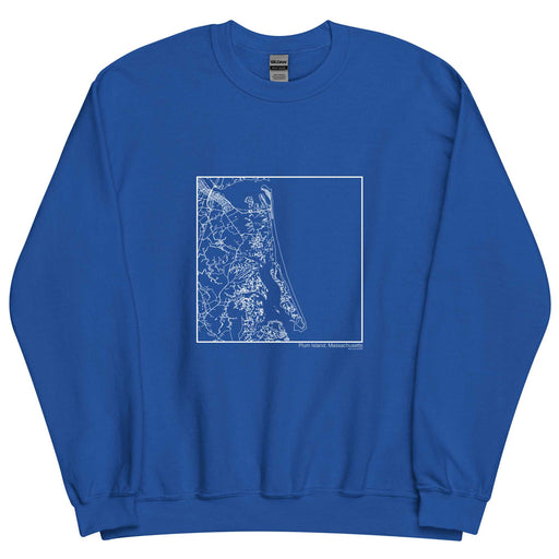 Plum Island Massachusetts  Map Unisex Crewneck Sweater with City inscription in Royal Blue
