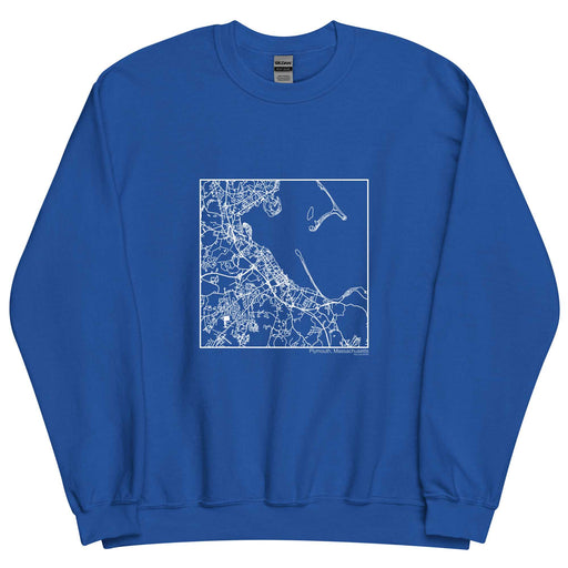 Plymouth Massachusetts  Map Unisex Crewneck Sweater with City inscription in Royal Blue