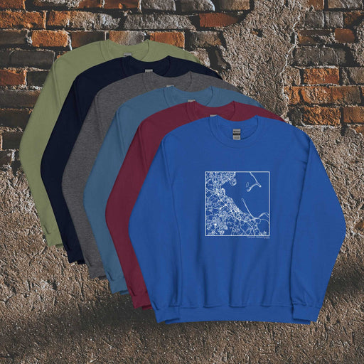 Plymouth Massachusetts  Map Unisex Crewneck Sweaters in Multiple Colors