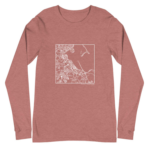 Plymouth Massachusetts  Map Unisex Long-Sleeve T-shirt with City inscription in Heather Mauve