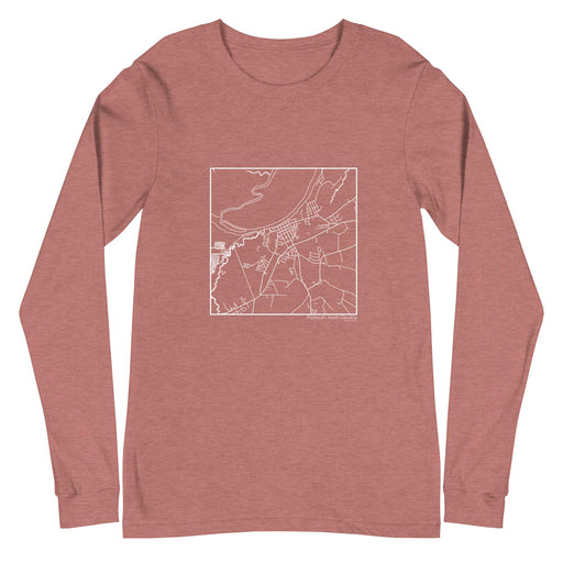 Plymouth North Carolina  Map Unisex Long-Sleeve T-shirt with City inscription in Heather Mauve