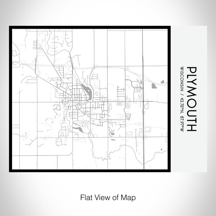Rendered View of Plymouth Wisconsin Map on 20oz Stainless Steel Insulated Bottle with Bamboo Top with printed classic style map