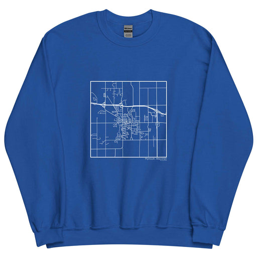 Plymouth Wisconsin  Map Unisex Crewneck Sweater with City inscription in Royal Blue