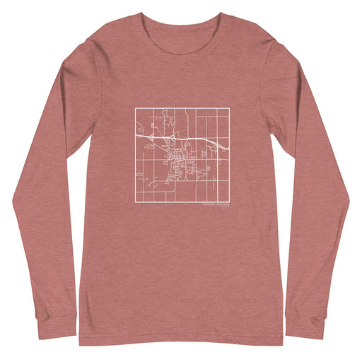Plymouth Wisconsin  Map Unisex Long-Sleeve T-shirt with City inscription in Heather Mauve