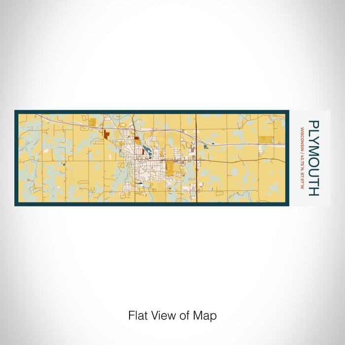 Rendered View of Plymouth Wisconsin Map on 10oz Stainless Steel Insulated Cup in Woodblock with Sliding Lid