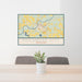 24x36 Pocomoke City Maryland Map Print Lanscape Orientation in Woodblock Style Behind 2 Chairs Table and Potted Plant