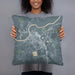 Person holding 18x18 Custom Pocomoke City Maryland Map Throw Pillow in Afternoon