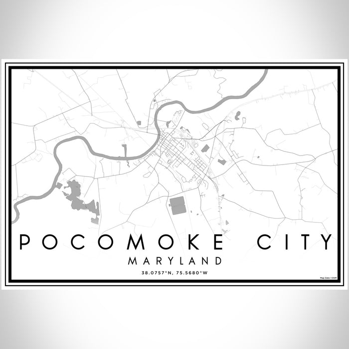Pocomoke City Maryland Map Print Landscape Orientation in Classic Style With Shaded Background