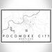 Pocomoke City Maryland Map Print Landscape Orientation in Classic Style With Shaded Background