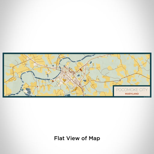 Flat View of Map Custom Pocomoke City Maryland Map Enamel Mug in Woodblock