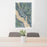 24x36 Polk City Iowa Map Print Portrait Orientation in Afternoon Style Behind 2 Chairs Table and Potted Plant