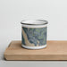 Front View Custom Polk City Iowa Map Enamel Mug in Afternoon on Cutting Board