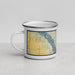 Left View Custom Polk City Iowa Map Enamel Mug in Woodblock