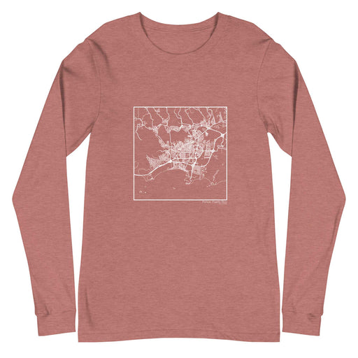 Ponce Puerto Rico  Map Unisex Long-Sleeve T-shirt with City inscription in Heather Mauve