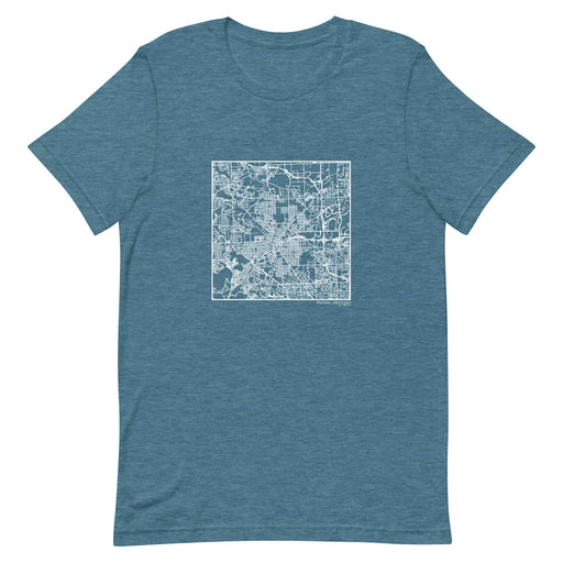 Pontiac Michigan  Map Unisex T-Shirt with City inscription in Heather Teal