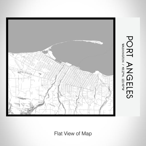 Rendered View of Port Angeles Washington Map on 20oz Stainless Steel Insulated Bottle with Bamboo Top with printed classic style map