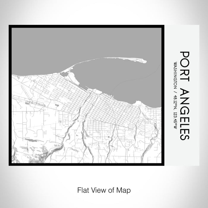Rendered View of Port Angeles Washington Map on 20oz Stainless Steel Insulated Bottle with Bamboo Top with printed classic style map