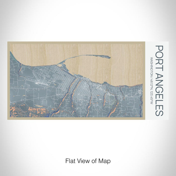 Rendered View of Port Angeles Washington Map on 17oz Stainless Steel Insulated Bottle with printed afternoon style map