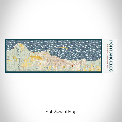 Rendered View of Port Angeles Washington Map on 10oz Stainless Steel Insulated Cup in Woodblock with Sliding Lid