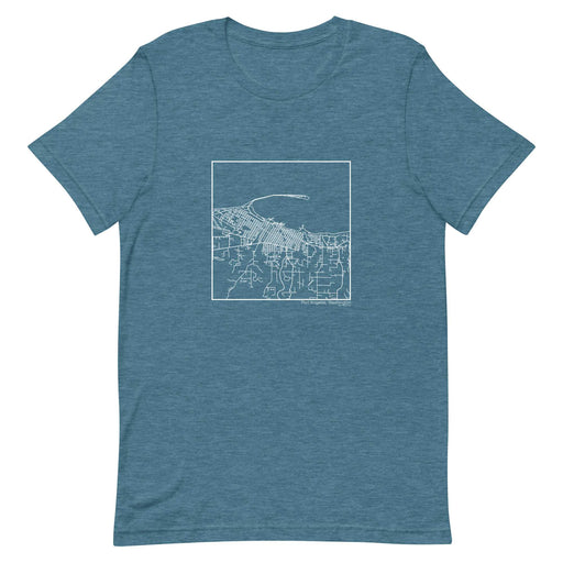Port Angeles Washington  Map Unisex T-Shirt with City inscription in Heather Teal