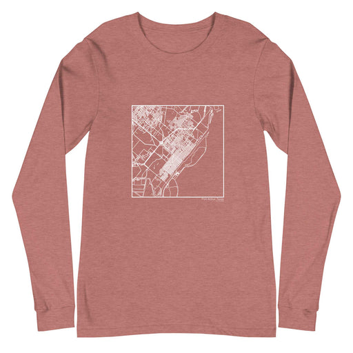 Port Arthur Texas  Map Unisex Long-Sleeve T-shirt with City inscription in Heather Mauve