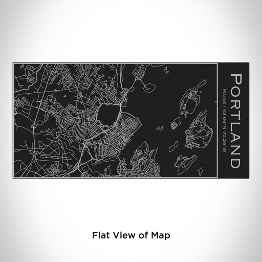 Rendered View of Portland Maine Map Engraving on 17oz Stainless Steel Insulated Cola Bottle in Black