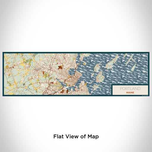 Flat View of Map Custom Portland Maine Map Enamel Mug in Woodblock