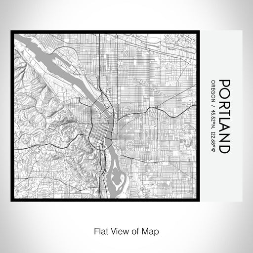 Rendered View of Portland Oregon Map on 20oz Stainless Steel Insulated Bottle with Bamboo Top with printed classic style map