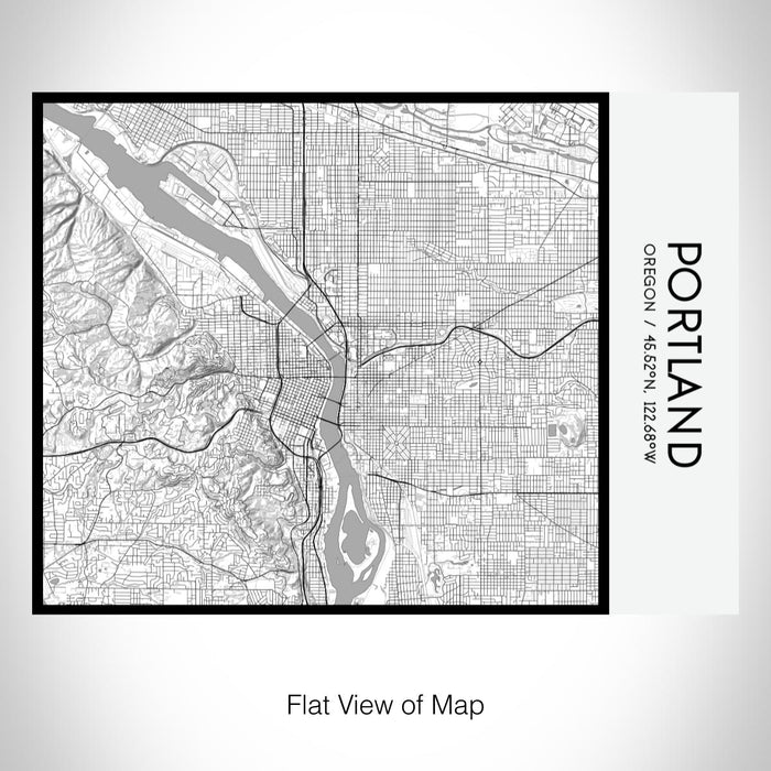 Rendered View of Portland Oregon Map on 20oz Stainless Steel Insulated Bottle with Bamboo Top with printed classic style map