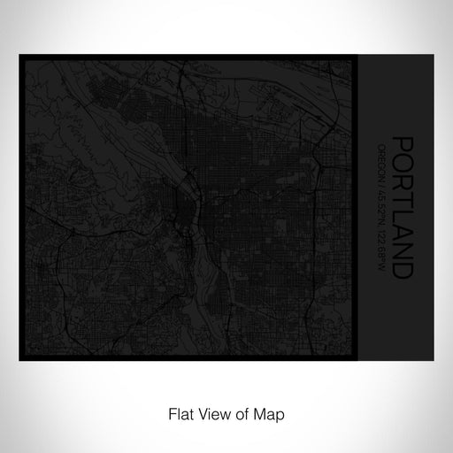 Rendered View of Portland Oregon Map on 20oz Stainless Steel Insulated Bottle with Bamboo Top in Matte Black with printed Tactile Lines Map in Black