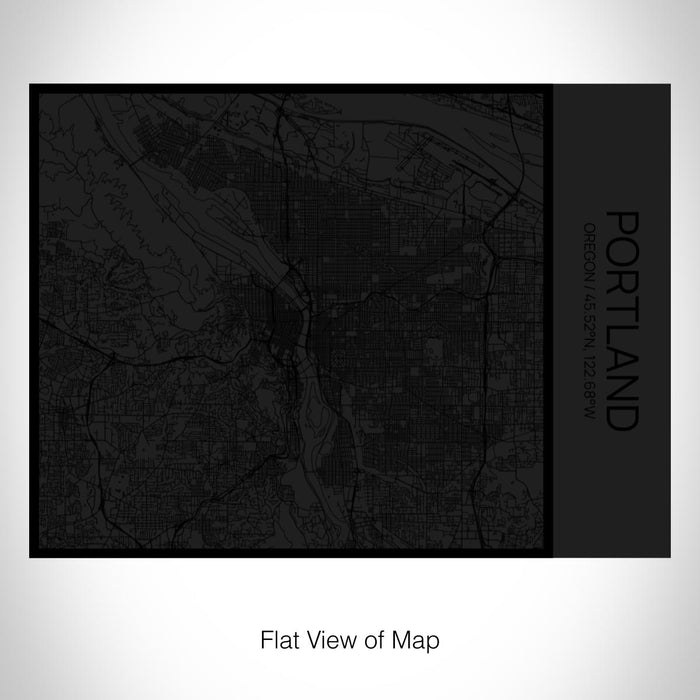 Rendered View of Portland Oregon Map on 20oz Stainless Steel Insulated Bottle with Bamboo Top in Matte Black with printed Tactile Lines Map in Black