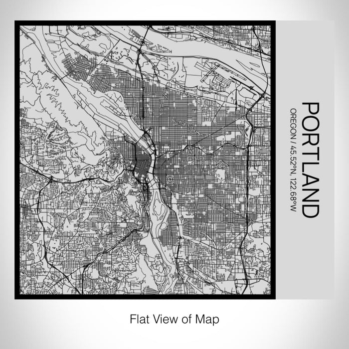 Rendered View of Portland Oregon Map on 17oz Stainless Steel Insulated Tumbler in Tactile Lines with Succulent in Background