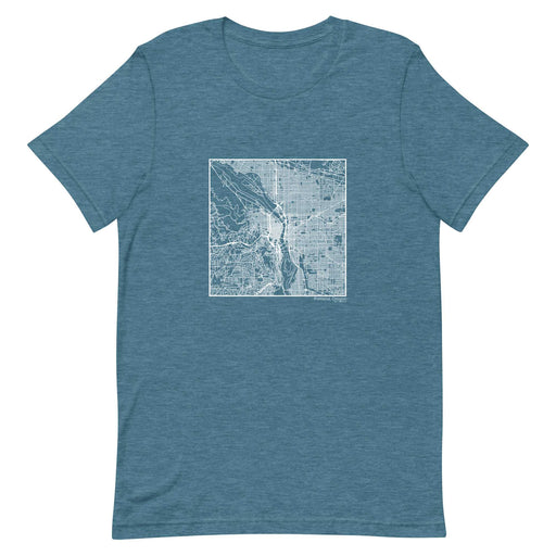 Portland Oregon  Map Unisex T-Shirt with City inscription in Heather Teal