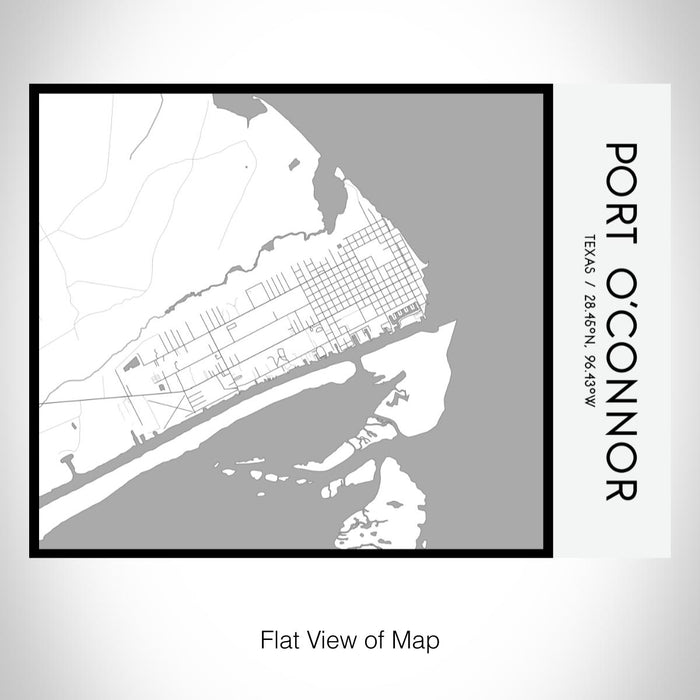 Rendered View of Port O'Connor Texas Map on 20oz Stainless Steel Insulated Bottle with Bamboo Top with printed classic style map