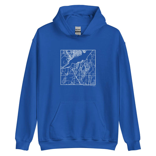 Port Orchard Washington  Map Unisex Hoodie Sweater with City inscription in Royal Blue