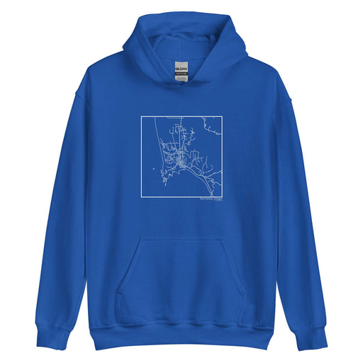 Port Orford Oregon  Map Unisex Hoodie Sweater with City inscription in Royal Blue