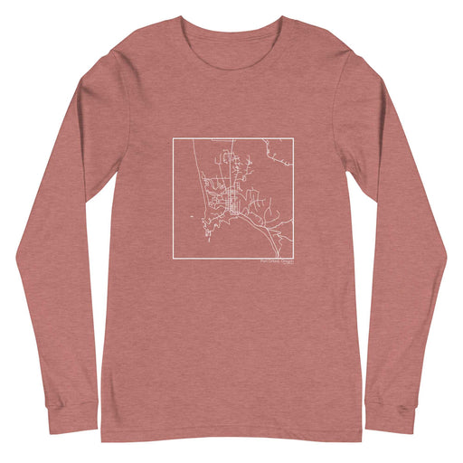 Port Orford Oregon  Map Unisex Long-Sleeve T-shirt with City inscription in Heather Mauve