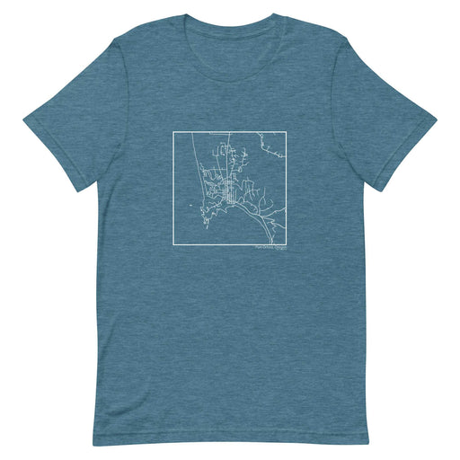 Port Orford Oregon  Map Unisex T-Shirt with City inscription in Heather Teal