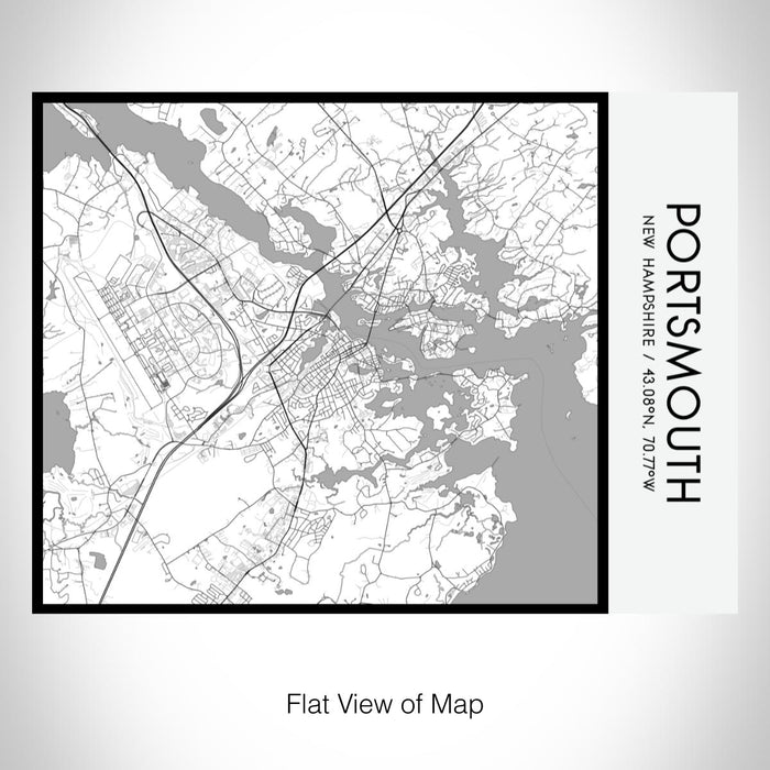 Rendered View of Portsmouth New Hampshire Map on 20oz Stainless Steel Insulated Bottle with Bamboo Top with printed classic style map
