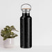 Portsmouth New Hampshire Custom City Map Inscription Coordinates on 20oz Stainless Steel Insulated Bottle with Bamboo Top in Matte Black with printed Tactile Lines Map in Black