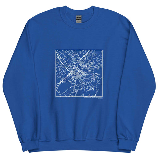 Portsmouth New Hampshire  Map Unisex Crewneck Sweater with City inscription in Royal Blue