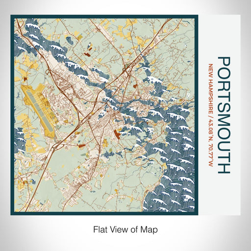 Rendered View of Portsmouth New Hampshire Map on 17oz Stainless Steel Insulated Tumbler in Woodblock Map Style