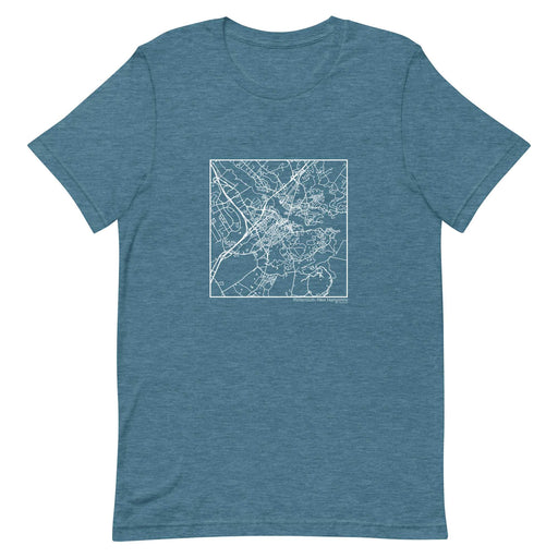 Portsmouth New Hampshire  Map Unisex T-Shirt with City inscription in Heather Teal