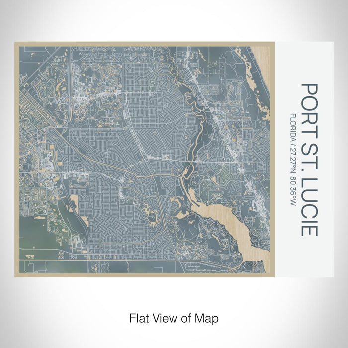 Rendered View of Port St. Lucie Florida Map on 20oz Stainless Steel Insulated Bottle with Bamboo Top with printed afternoon style map
