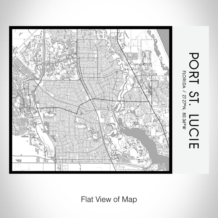 Rendered View of Port St. Lucie Florida Map on 20oz Stainless Steel Insulated Bottle with Bamboo Top with printed classic style map