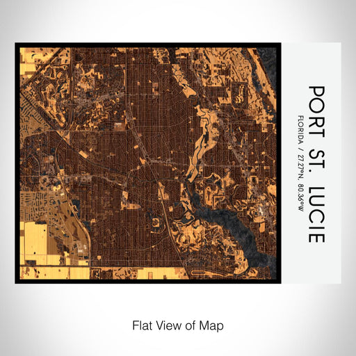 Rendered View of Port St. Lucie Florida Map on 20oz Stainless Steel Insulated Bottle with Bamboo Top with printed ember style map